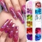 12 Grids Laser Glitter Holographic Sequins Autumn Maple Leaf Nail Stickers