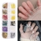 12 grids Abalone slices gold lines Rhinestone Nail stickers Rivet mix and Match stickers
