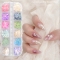 12 grids Abalone slices gold lines Rhinestone Nail stickers Rivet mix and Match stickers
