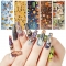Nail Foil Christmas Halloween Style Blue Floral Snowflake Ghost Pattern Starry Smudge Water Transfer Stickers