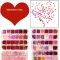 Red Set Nail Art Glittering Sequins Romantic Kiss Red Love Heart Valentine Day Nail Patch UV Gel Polish